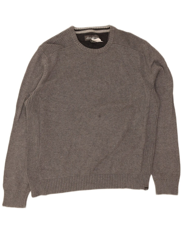 Eddie Bauer Mens Crew Neck Jumper Sweater Large Grey Cotton
