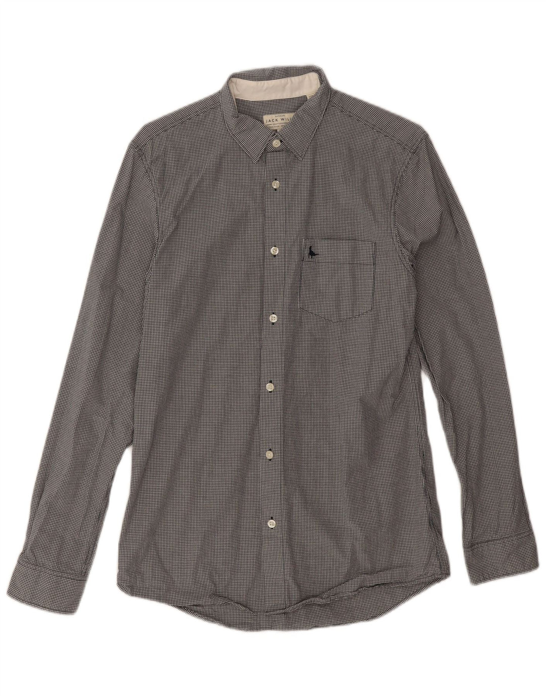Jack Wills Mens Classic Fit Shirt Small Black Gingham Cotton