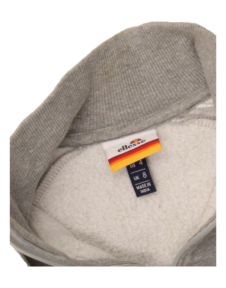 ELLESSE Womens Oversized Graphic Sweatshirt Jumper UK 8 Small Grey Vintage Ellesse and Second-Hand Ellesse from Messina Hembry 