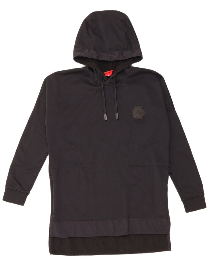 Nike Womens Oversized Longline Hoodie Jumper UK 10 Small Black Polyester