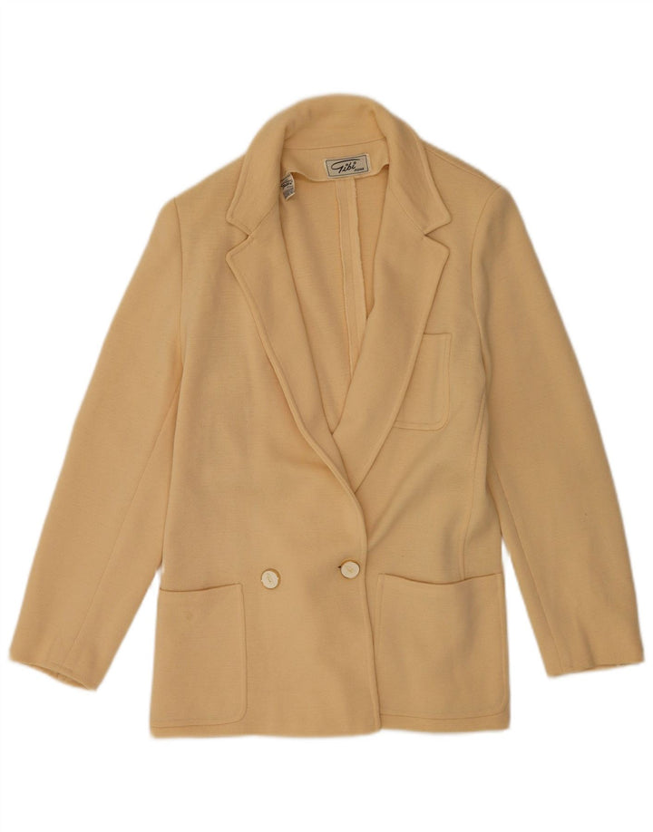 Gibi Womens Knit Double Breasted Blazer Jacket IT 44 Medium Beige Wool