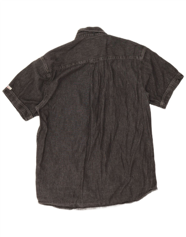 Giani Feroti Mens Short Sleeve Denim Shirt Medium Black