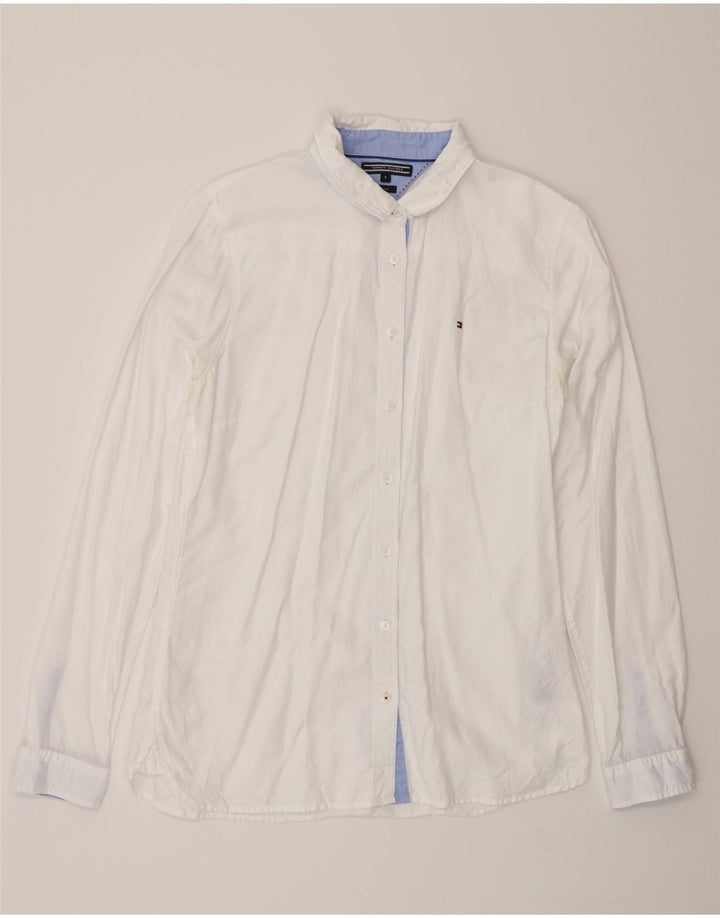 Tommy Hilfiger Womens Fitted Shirt US 8 Medium White Cotton