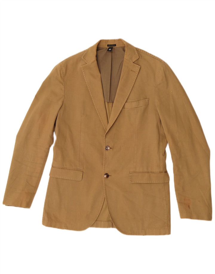 Massimo Dutti Mens 2 Button Blazer Jacket EU 48 Medium Khaki Cotton