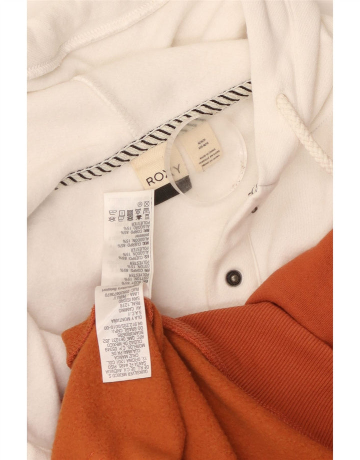 Roxy Womens Button Neck Hoodie Jumper UK 14 Medium Orange Colourblock