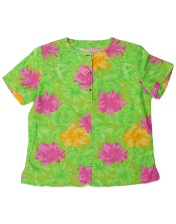 vintage Womens Blouse Top UK 16 Grand Vert Floral