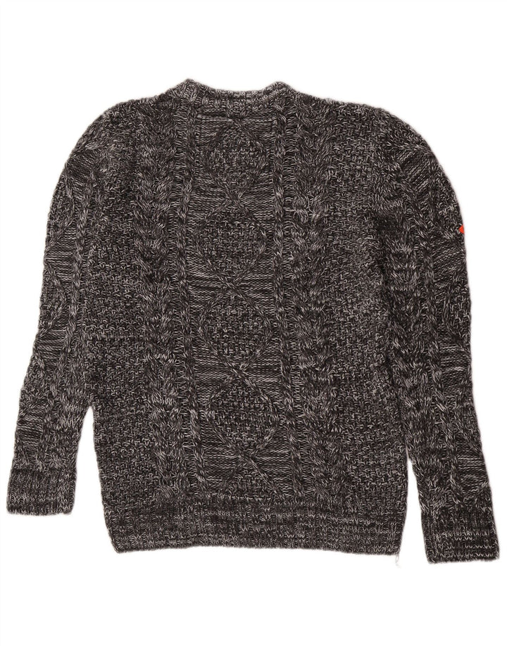 Superdry Mens Crew Neck Jumper Sweater Medium Grey Flecked Acrylic Winter