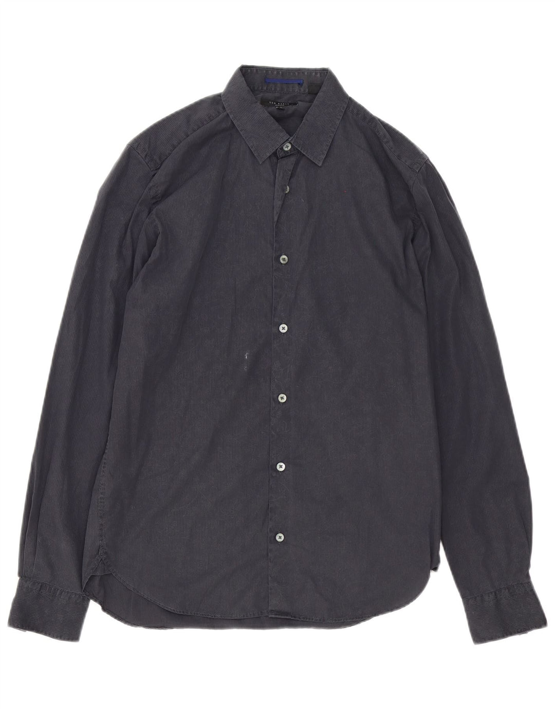 Camicia da uomo Ted Baker taglia 3 cotone gessato grigio medio