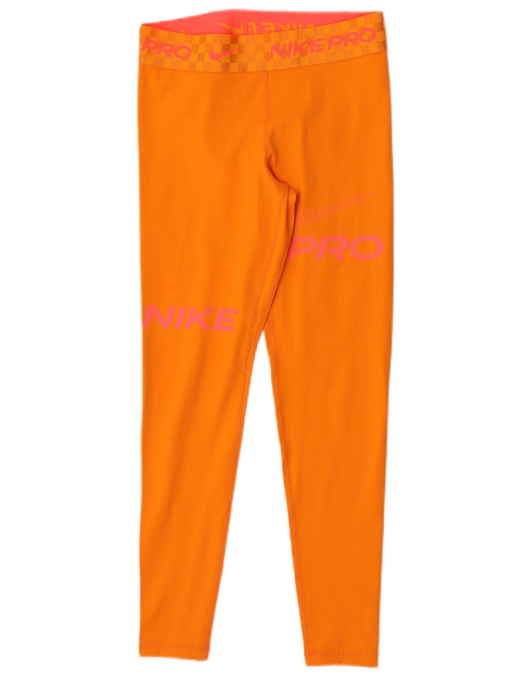 Nike Womens Dri Fit Graphic Leggings UK 12 Medium  Orange Polyester