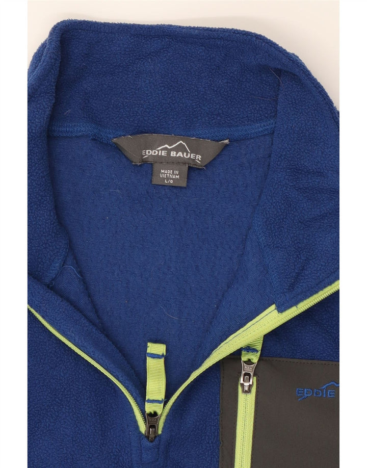 EDDIE BAUER Boys Zip Neck Fleece Jumper 12-13 Years Large Blue Polyester Vintage Eddie Bauer and Second-Hand Eddie Bauer from Messina Hembry 