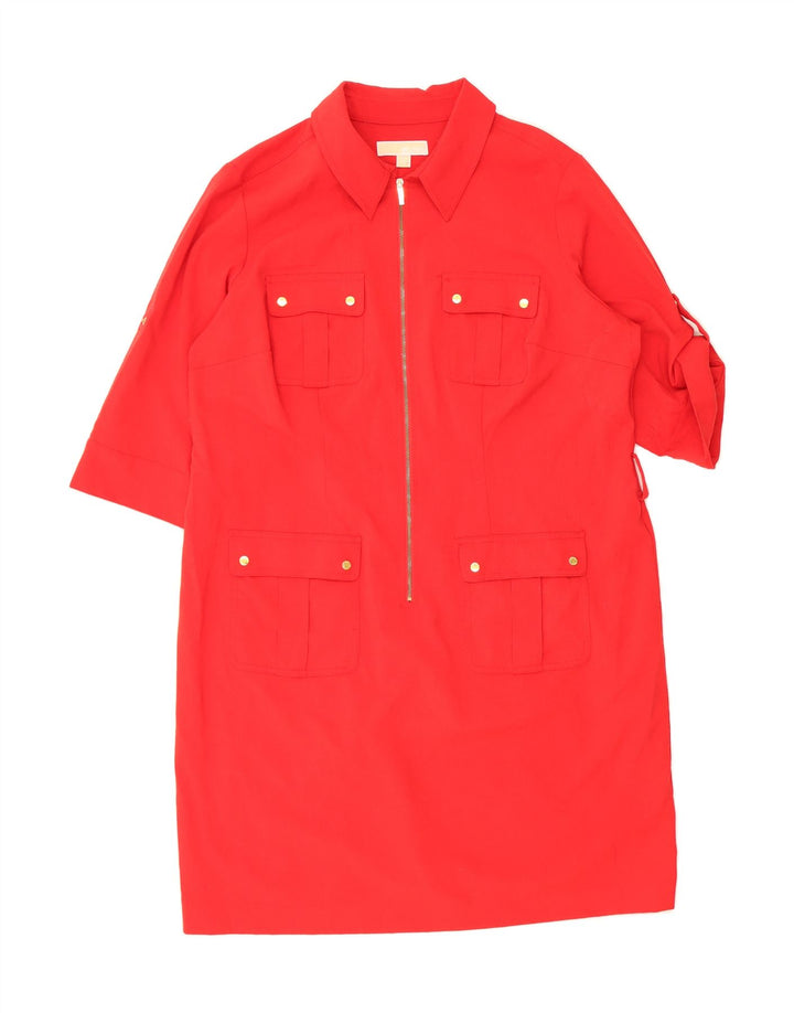 MICHAEL KORS Womens 3/4 Sleeve Shift Dress US 16 2XL Red Polyester Vintage Michael Kors and Second-Hand Michael Kors from Messina Hembry 