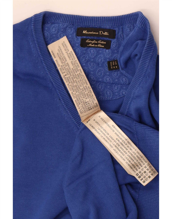 Massimo Dutti Pull col V Homme Bleu Moyen Coton