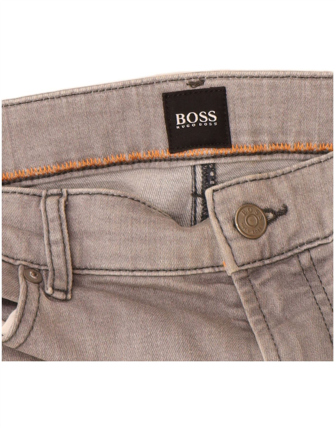Hugo Boss Mens Straight Jeans W36 L30 Grey Cotton