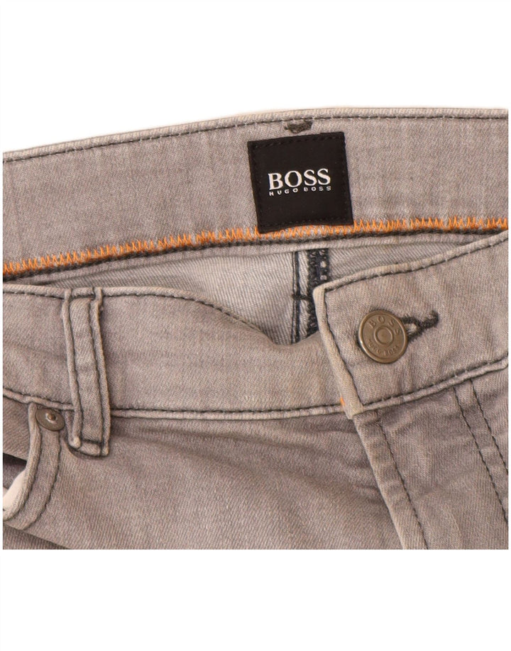 Hugo Boss Mens Straight Jeans W36 L30 Grey Cotton