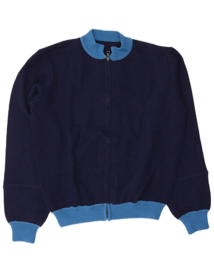 Vintage Mens Tracksuit Top Jacket Small Navy Blue Colourblock