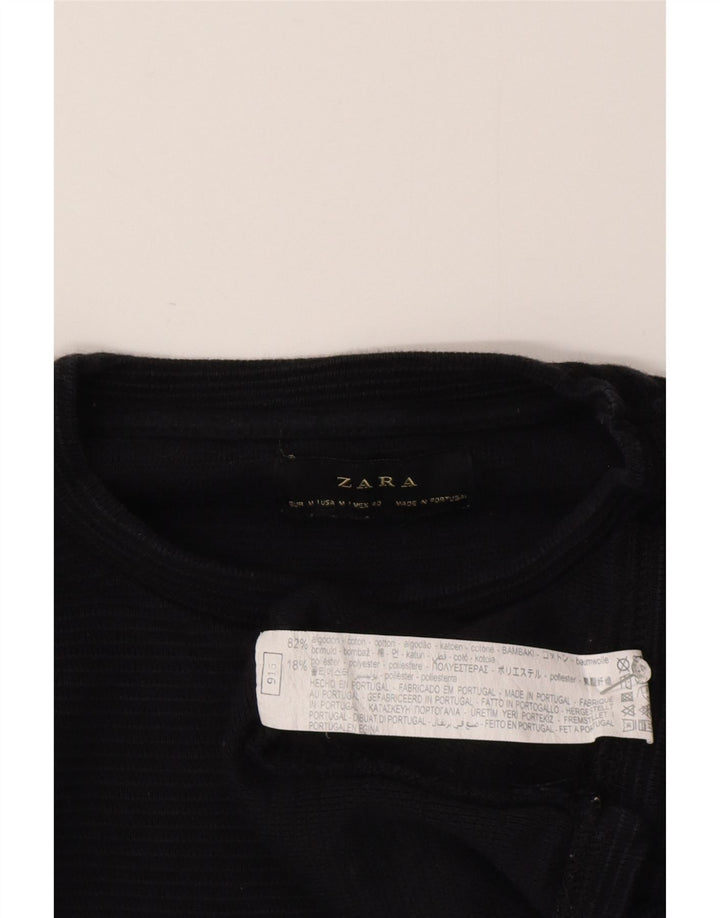 Top Zara da uomo a maniche lunghe in cotone nero medio