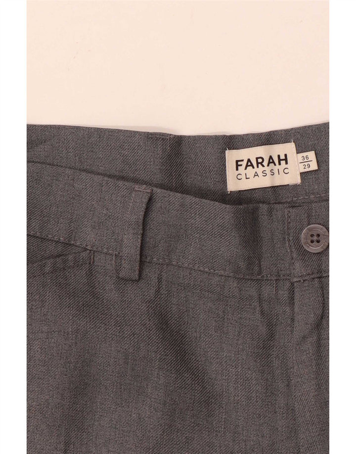 Farah Mens Classic Fit Casual Trousers W36 L29 Grey Polyester