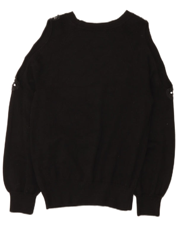 Topshop Womens Boat Neck Jumper Sweater UK 8 Small Black Viscose