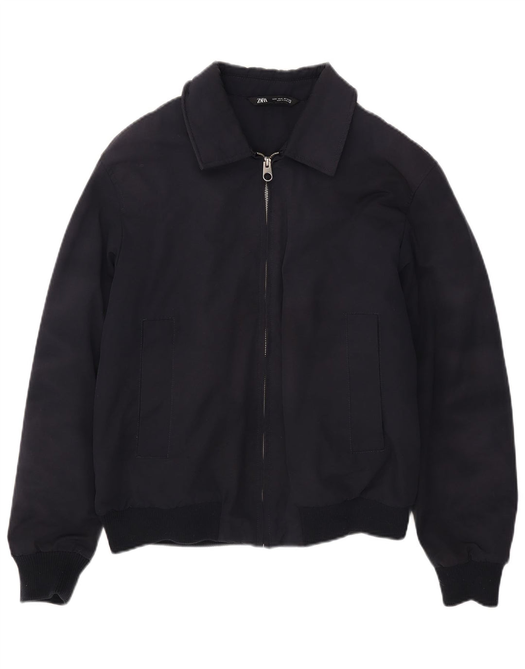 Zara Mens Bomber Jacket UK 38 Medium Bleu Marine Polyester