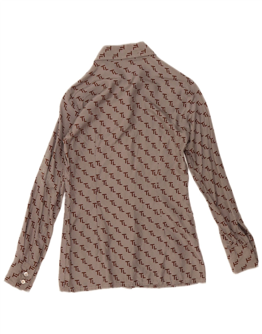 Camicia grafica da donna vintage UK 12 Grigio medio