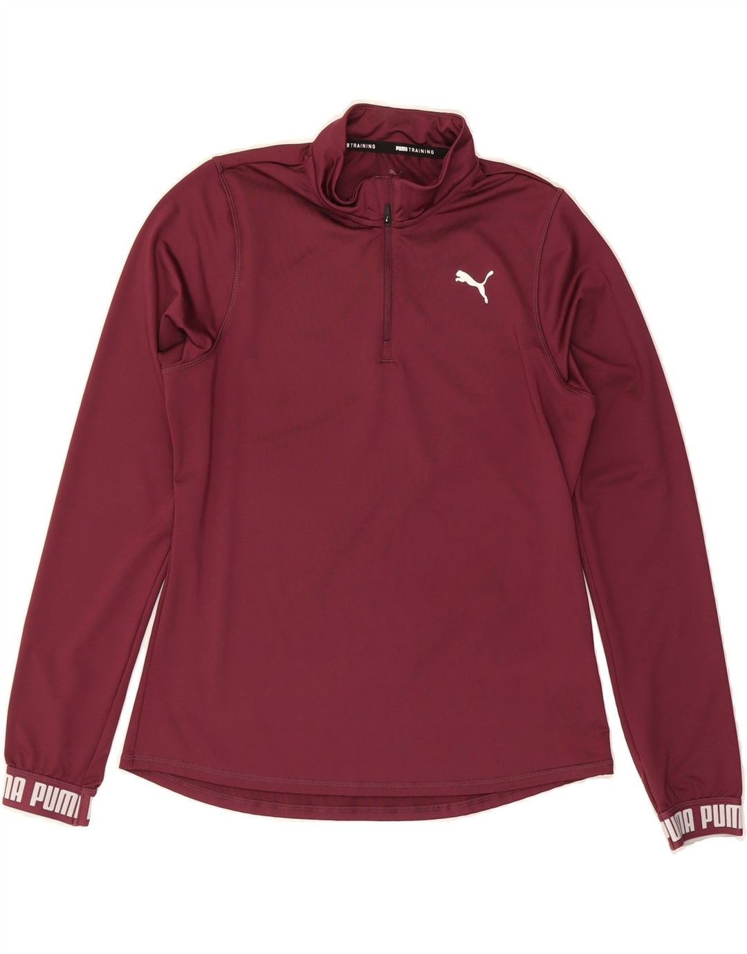 PUMA Womens Graphic Zip Neck Pullover Tracksuit Top UK 14 Medium Burgundy Vintage Puma and Second-Hand Puma from Messina Hembry 