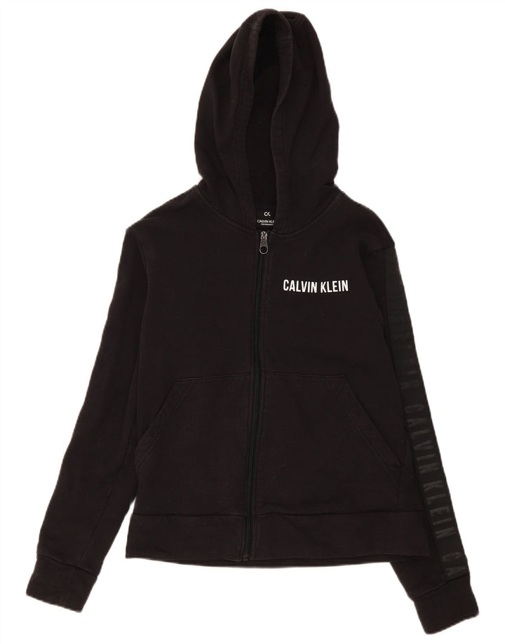 Calvin Klein Womens Performance Zip Hoodie Sweater UK 14 Medium Black