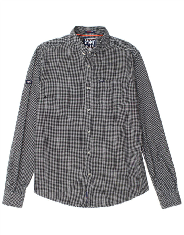 Koszula męska Superdry, średnia, granatowa, bawełniana w kratkę