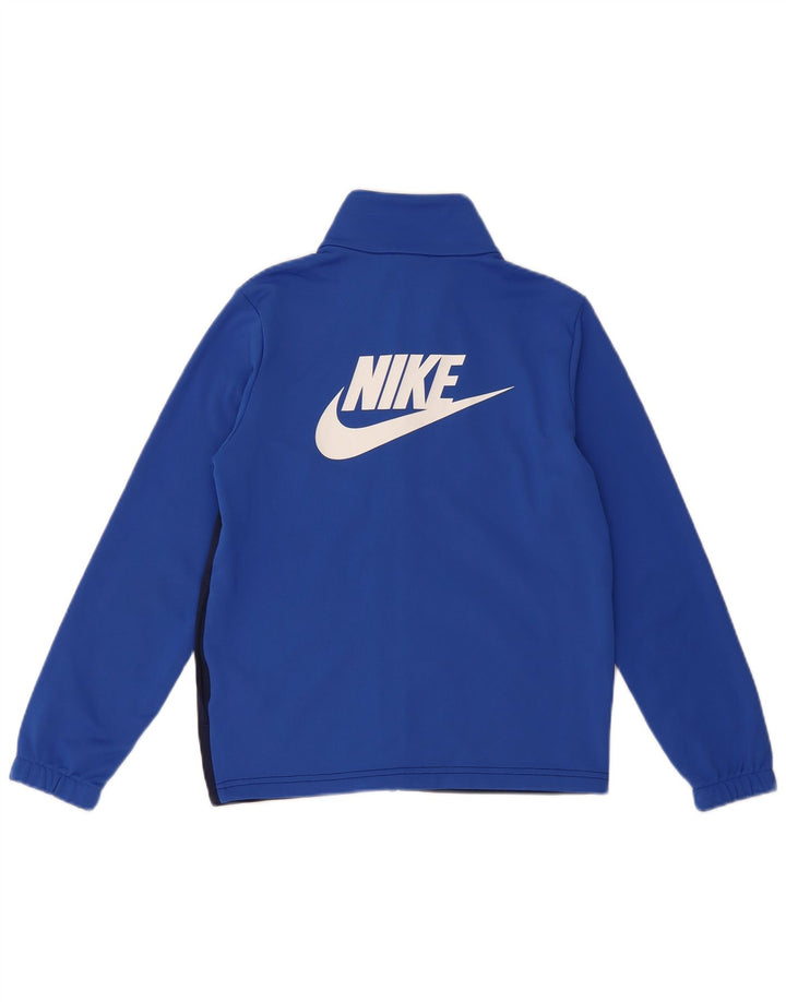 NIKE Girls Tracksuit Top Jacket 10-11 Years Medium Blue Colourblock