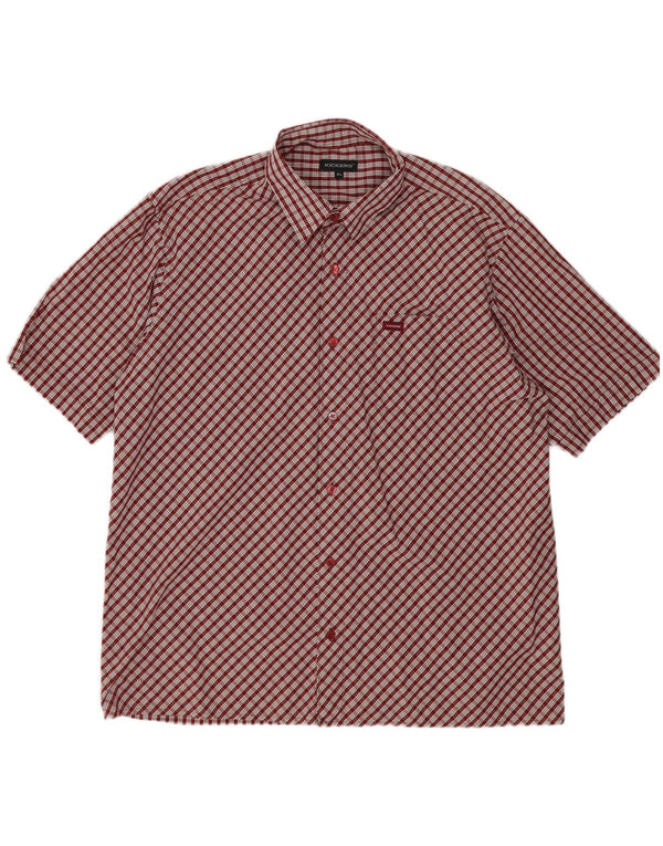 Kickers Mens Short Sleeve Shirt XL Burgundy Check Cotton