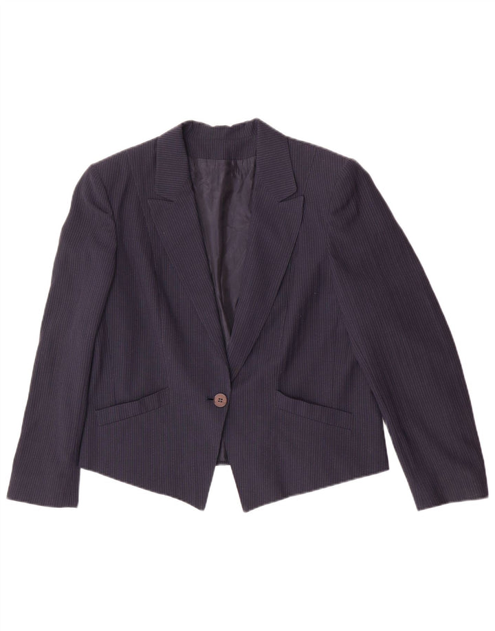 Vintage Γυναικείο Μπουφάν Blazer IT 46 Large Navy Blue Pinstripe