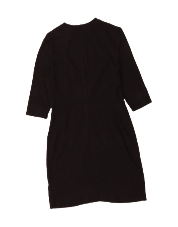 Topshop Womens 3/4 Sleeve Sheath Dress UK 14 Large Black Viscose