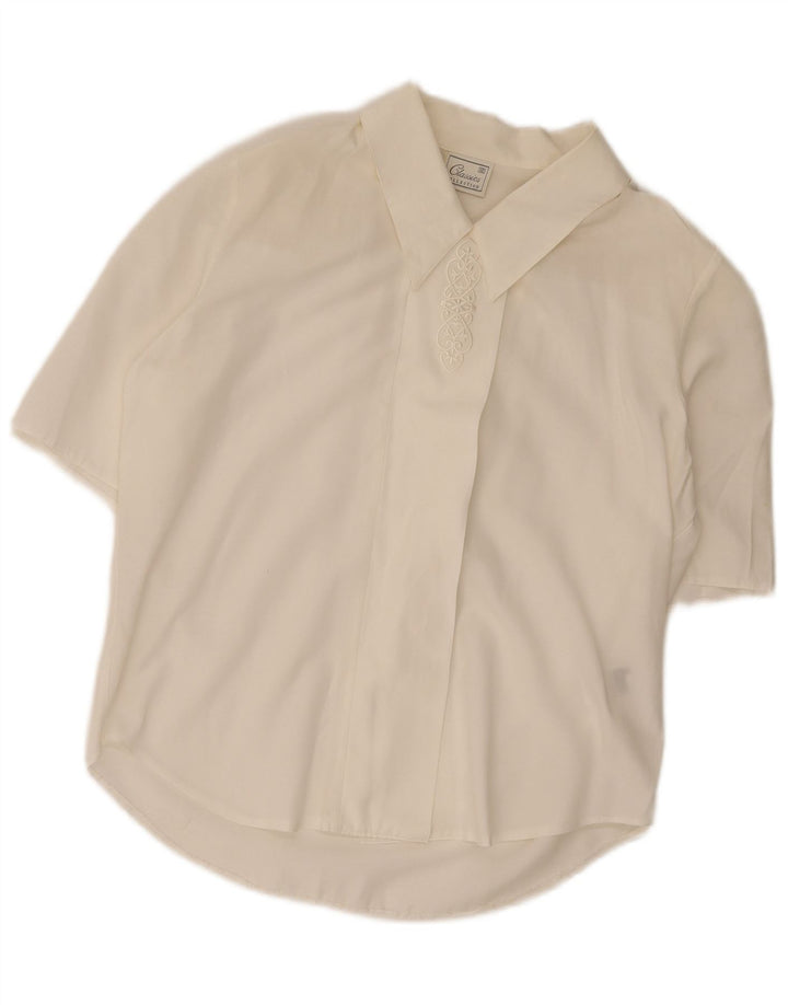 Classics Kurzarm-Hemdbluse für Damen, normal, UK 12, Mittelweiß