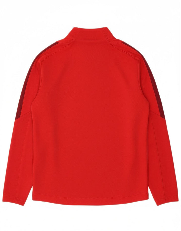 NIKE Boys Dri Fit Pullover Tracksuit Top 8-9 Years Small Red Colourblock