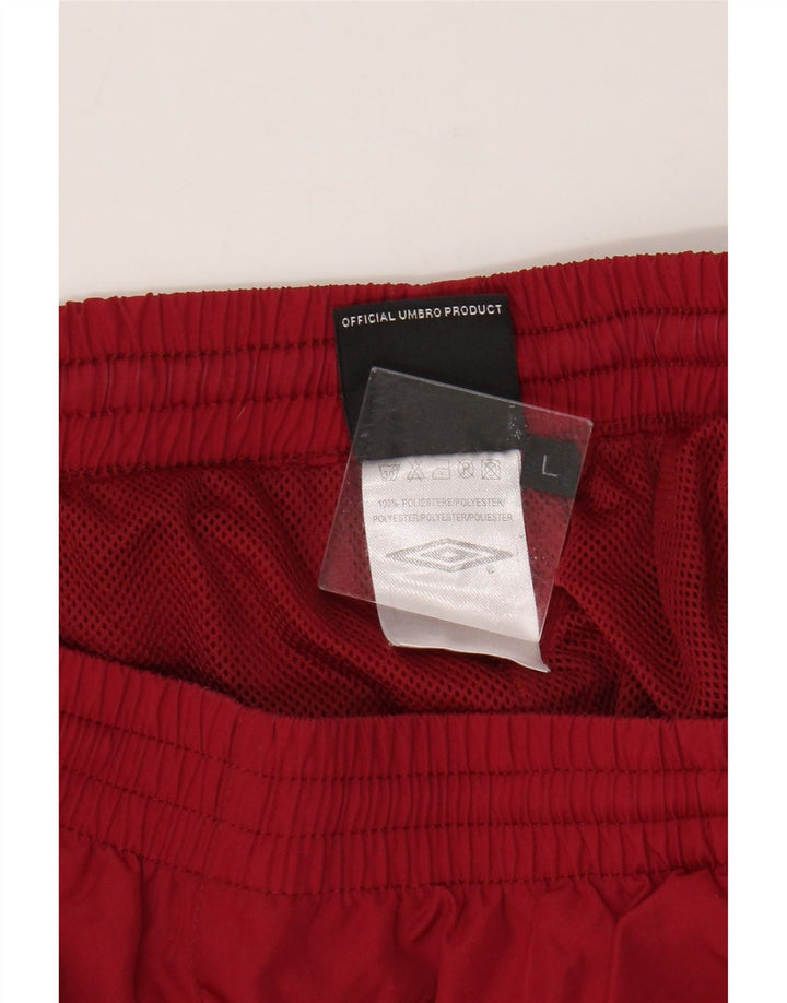 Umbro Mens Tracksuit Trousers Joggers Large  Red Colourblock Polyester