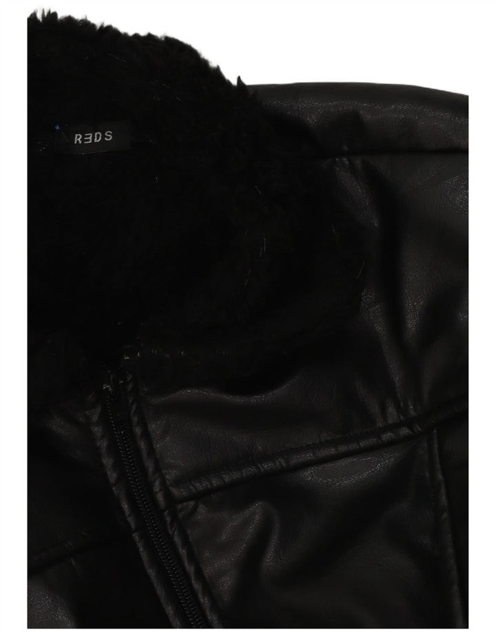 REDS Damen Lammfelljacke UK 12 Medium Schwarz