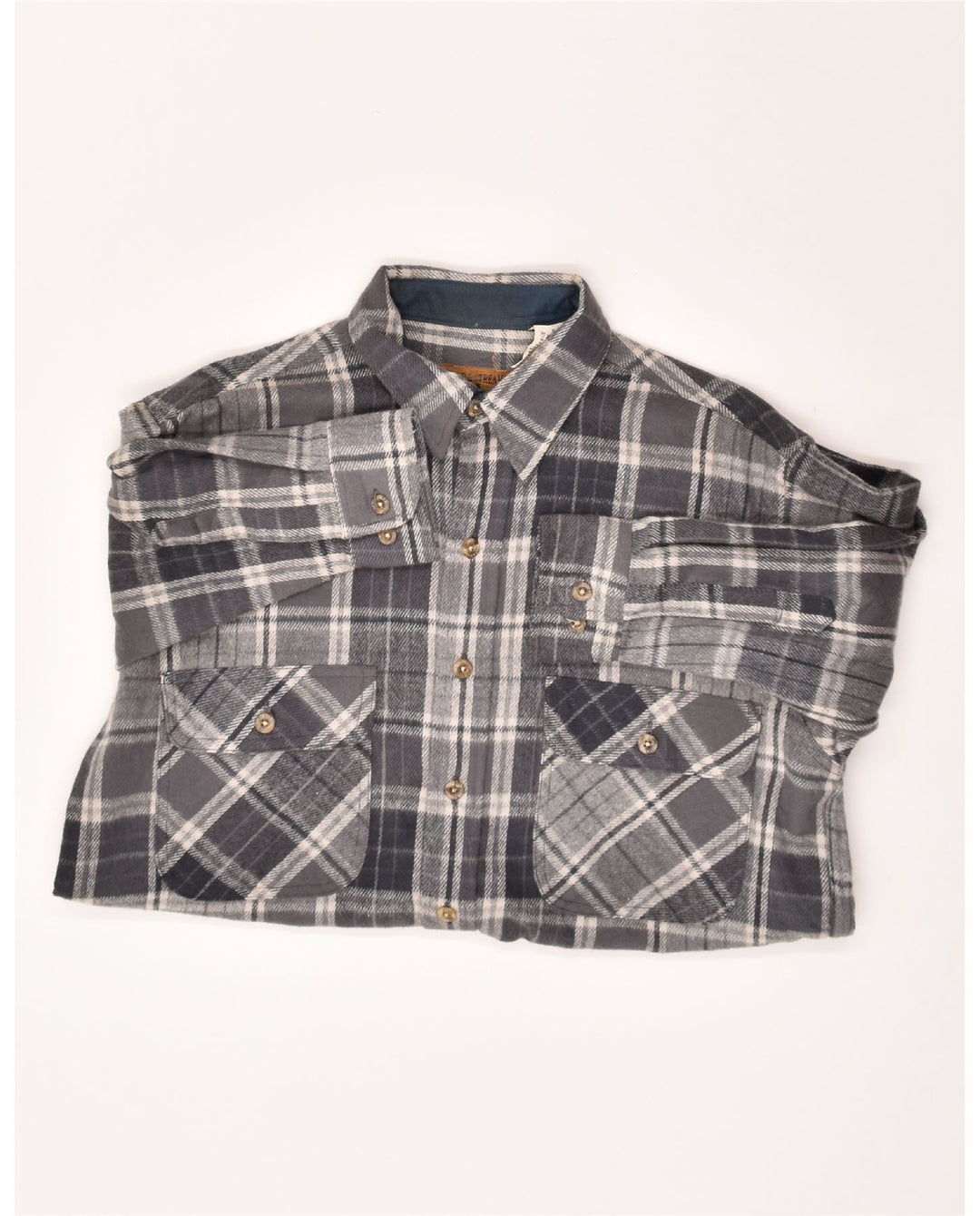 VINTAGE Mens Flannel Shirt Medium Grey Check Cotton Vintage Vintage and Second-Hand Vintage from Messina Hembry 