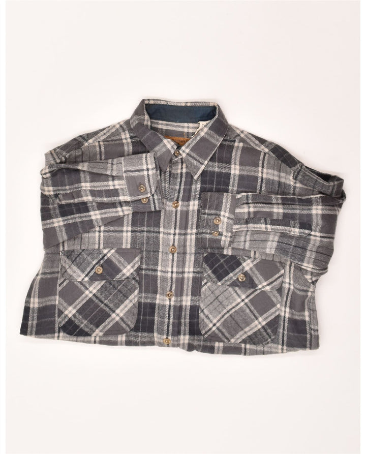 VINTAGE Mens Flannel Shirt Medium Grey Check Cotton Vintage Vintage and Second-Hand Vintage from Messina Hembry 