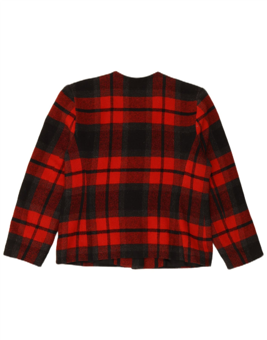 VINTAGE Womens 4 Button Blazer Jacket UK 14 Medium Red Check Wool