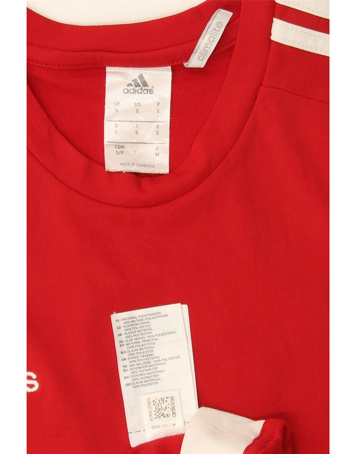 ADIDAS Mens Climalite Graphic T-Shirt Top Small Red Colourblock Polyester Vintage Adidas and Second-Hand Adidas from Messina Hembry 