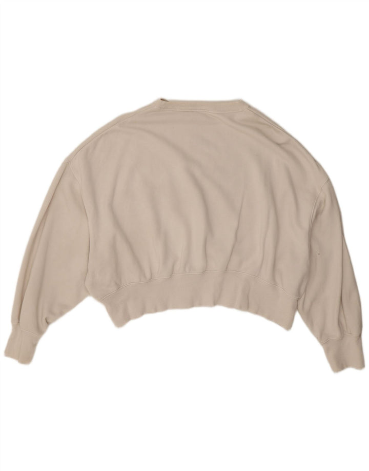 Nike Womens Crop Oversized Sweatshirt Jumper UK 14 Medium Off White Cotton