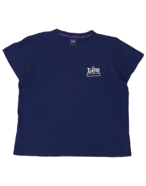 Damska koszulka oversize Lee Top UK 10 Small Blue Cotton