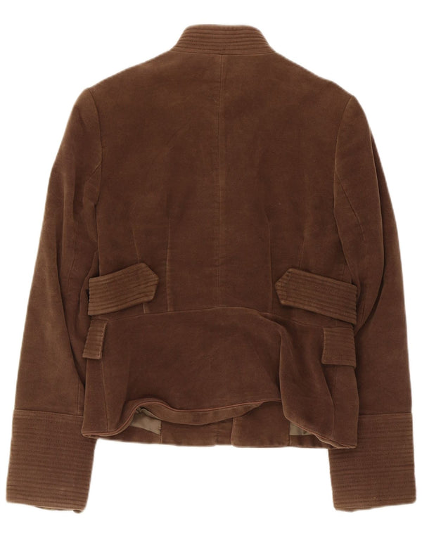 Giubbotto bomber aperto da donna Zara UK 12 cotone marrone medio