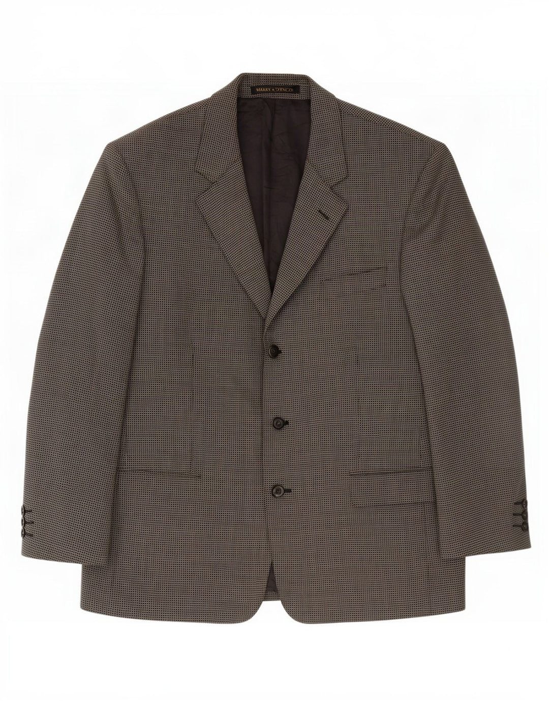 Giacca blazer a 3 bottoni da uomo Marks & Spencer UK 44 XL lana vergine a quadretti grigia