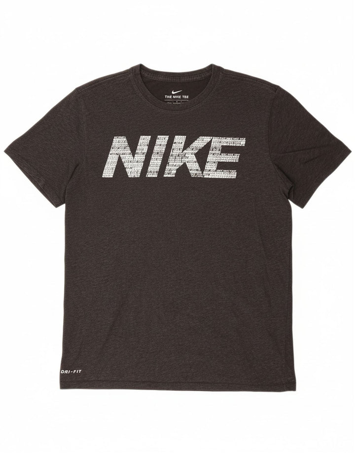 NIKE Mens Athletic Cut Graphic T-Shirt Top Medium Grey Cotton
