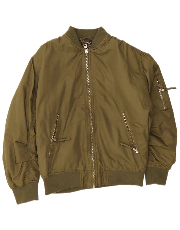Topshop Chaqueta Bomber Extragrande para Mujer UK 10 Small Poliéster Verde