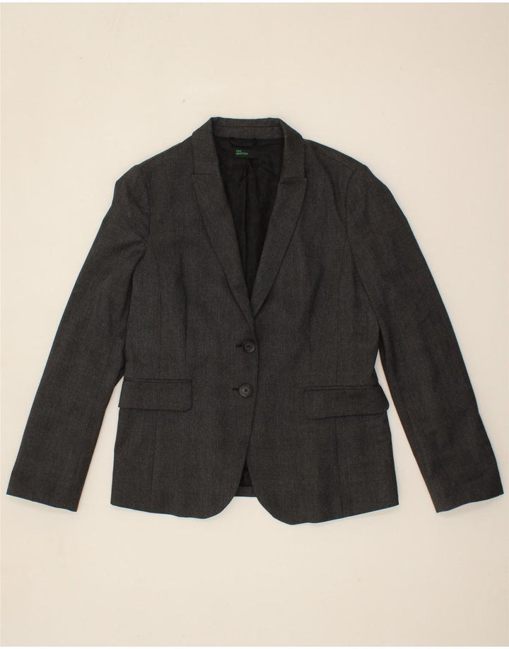 BENETTON Womens 2 Button Blazer Jacket UK 14 Medium  Black Polyester Vintage Benetton and Second-Hand Benetton from Messina Hembry 