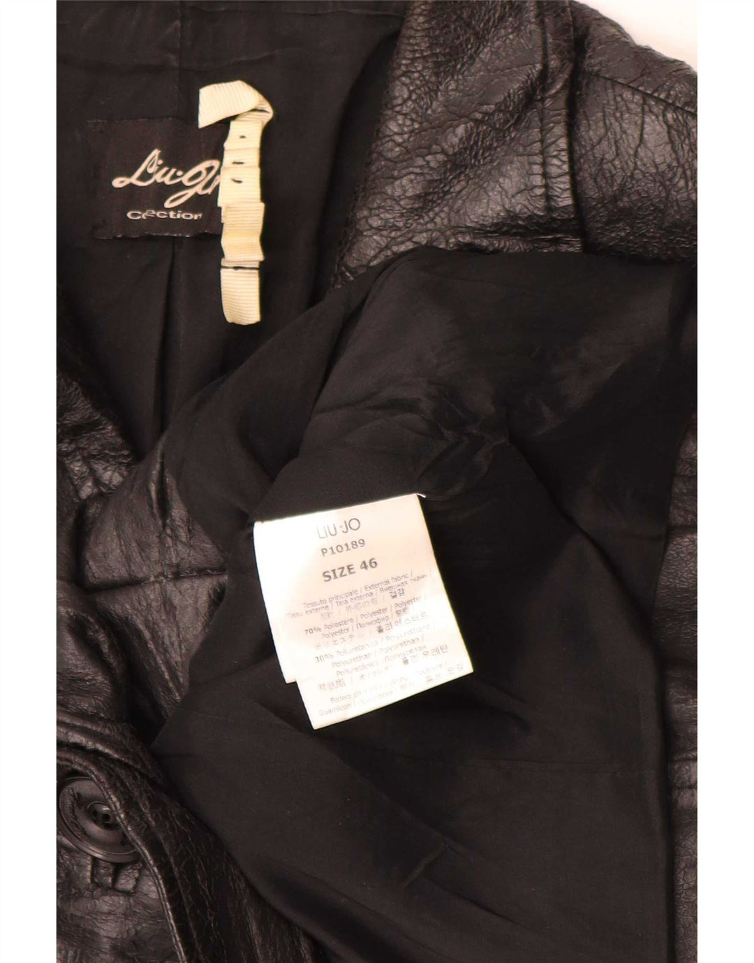 Liu Jo Womens Crop 1 Button Faux Leather Blazer Jacket IT 46 Large Black