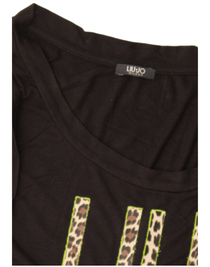 Liu Jo Womens Graphic Vest Top UK 12 Medium Black
