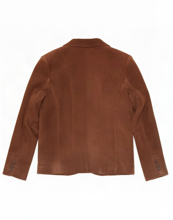 Jaqueta blazer feminina vintage de camurça IT 40 couro marrom pequeno