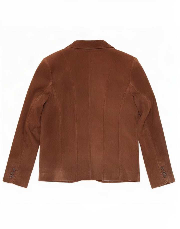 Jaqueta blazer feminina vintage de camurça IT 40 couro marrom pequeno